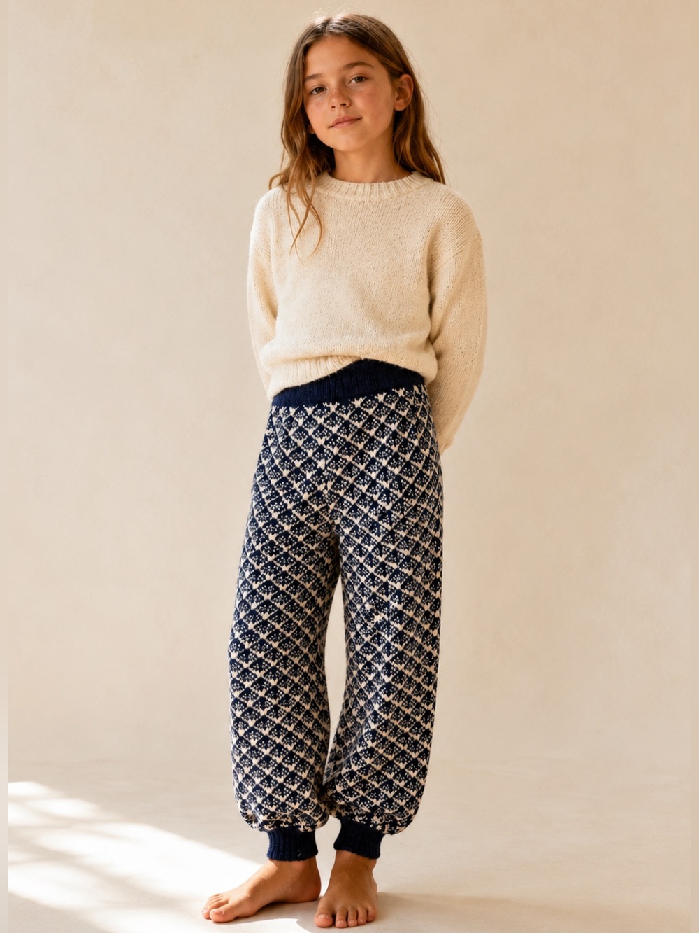 Misha & Puff Merino Wool Harlequin Knit Balloon Pants 9–10 Years NWOT